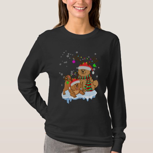 Cute Christmas Chow Chow Santa Hats Reindeer Dog T-Shirt (Vorderseite)