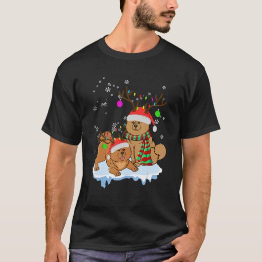 Cute Christmas Chow Chow Santa Hats Reindeer Dog T-Shirt (Vorderseite)
