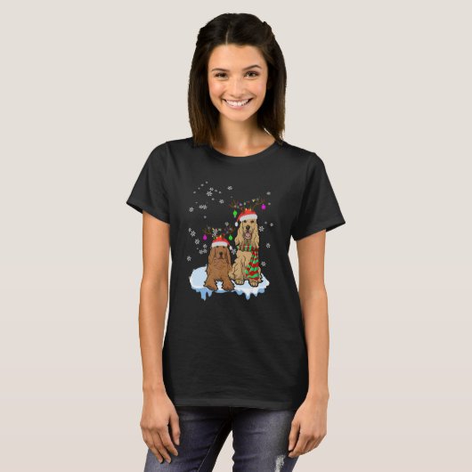 Cute Christmas Cocker Spaniel Santa Hats Reindeer T-Shirt (Vorne ganz)