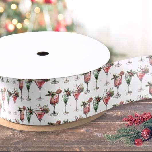 Cute Christmas Cocktail Pattern Satinband