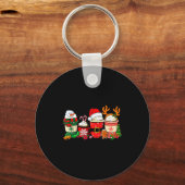 Cute Christmas Coffee Shirt Snowman Deer Santa Cof Schlüsselanhänger (Vorderseite)