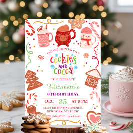 Cute Christmas Cookies and Cocoa Birthday party Einladung