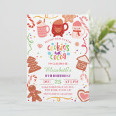 Cute Christmas Cookies and Cocoa Birthday party  Einladung (Stehend Vorderseite)