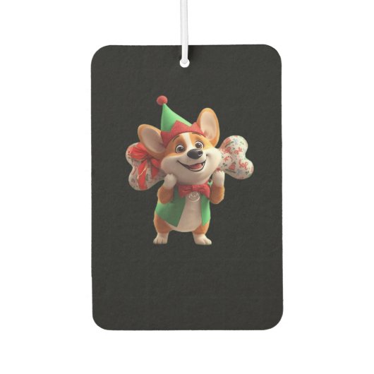 Cute Christmas Corgi Classic T-Shirt Autolufterfrischer (Vorderseite)
