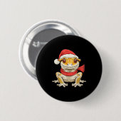 Cute Christmas Crested Gecko Santa Button (Vorne & Hinten)