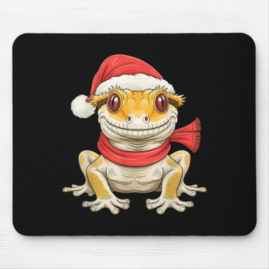 Cute Christmas Crested Gecko Santa  Mousepad (Vorne)