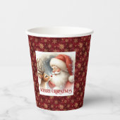 Cute Christmas Cups Santa Claus Rudolph Design Pappbecher (Vorderseite)