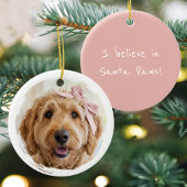 Cute Christmas Custom Photo Dog Pet Modern Pink Keramik Ornament
