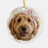 Cute Christmas Custom Photo Dog Pet Modern Pink Keramik Ornament (Vorne)