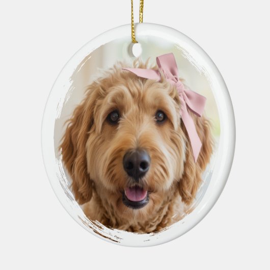 Cute Christmas Custom Photo Dog Pet Modern Pink Keramik Ornament (Links)