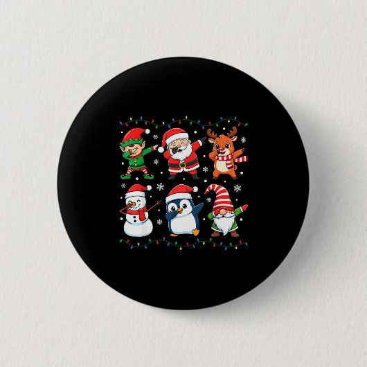 Cute Christmas Dabbing Santa Elf Reindeer Boys Gir Button (Vorderseite)