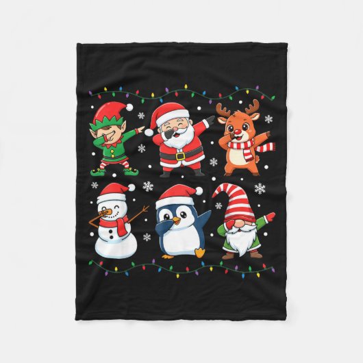 Cute Christmas Dabbing Santa Elf Reindeer Boys Gir Fleecedecke (Vorderseite)