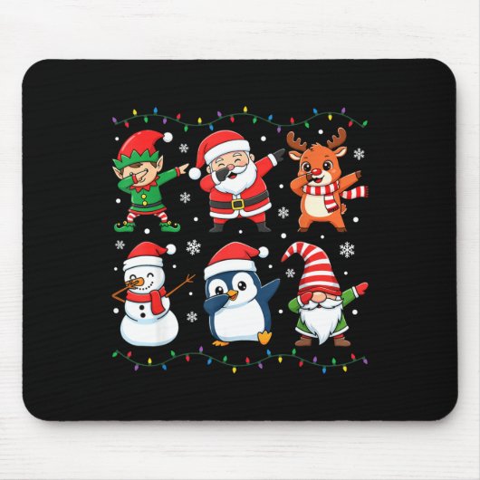 Cute Christmas Dabbing Santa Elf Reindeer Boys Gir Mousepad (Vorne)