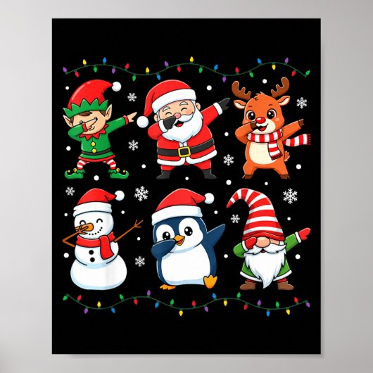 Cute Christmas Dabbing Santa Elf Reindeer Boys Gir Poster (Vorne)