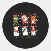 Cute Christmas Dabbing Santa Elf Reindeer Boys Gir Runder Aufkleber (Vorderseite)
