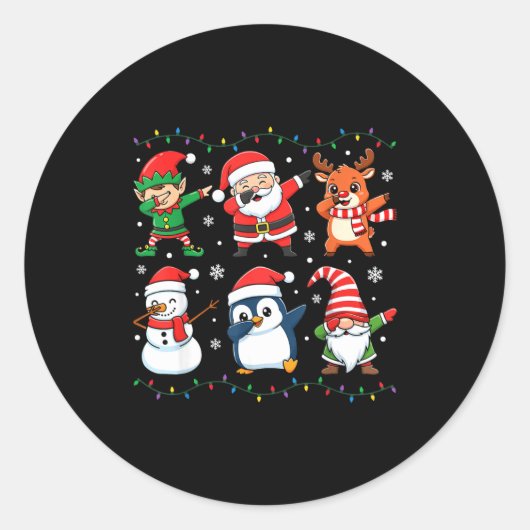 Cute Christmas Dabbing Santa Elf Reindeer Boys Gir Runder Aufkleber (Vorderseite)