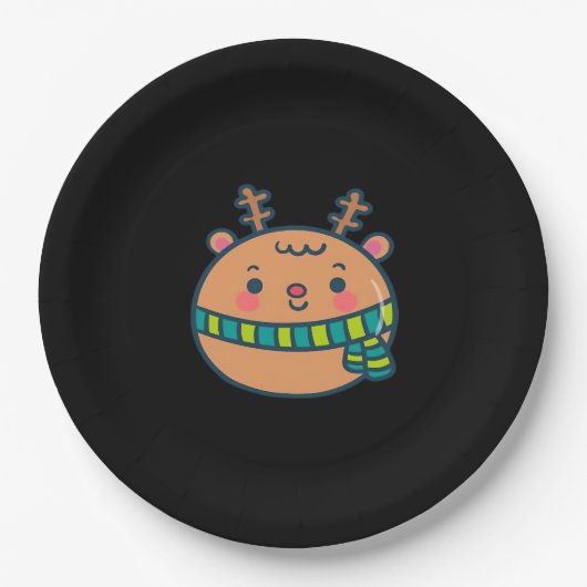 Cute Christmas Deer Festive Classic Design Pappteller (Vorderseite)