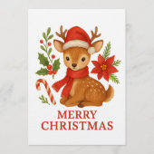 Cute Christmas Deer Greeting Card–Merry Christmas Einladung (Vorderseite)