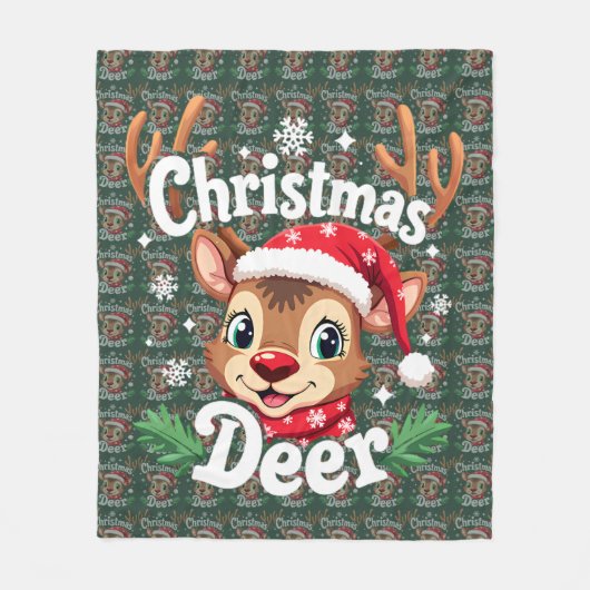 Cute Christmas Deer Illustration Fleecedecke (Vorderseite)