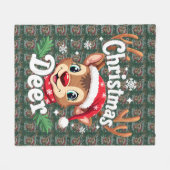 Cute Christmas Deer Illustration Fleecedecke (Vorderseite (Horizontal))