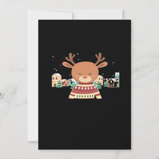 Cute Christmas Deer Minimal Design Feiertagskarte (Vorderseite)