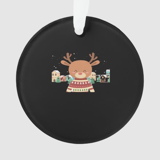 Cute Christmas Deer Minimal Design Ornament (Vorderseite)
