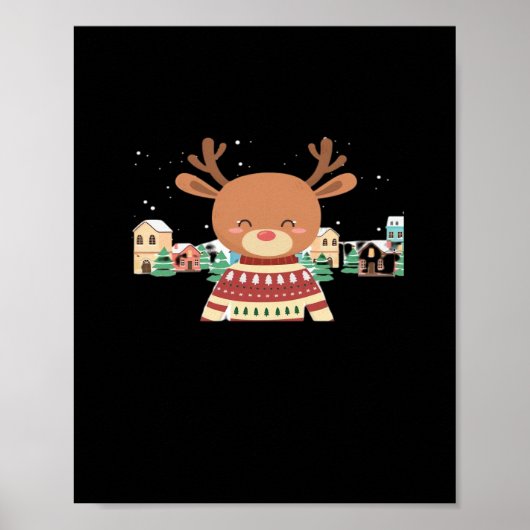 Cute Christmas Deer Minimal Design Poster (Vorne)