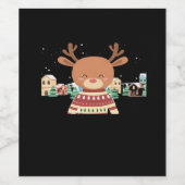 Cute Christmas Deer Minimal Design Weinetikett (Einzelnes Label)