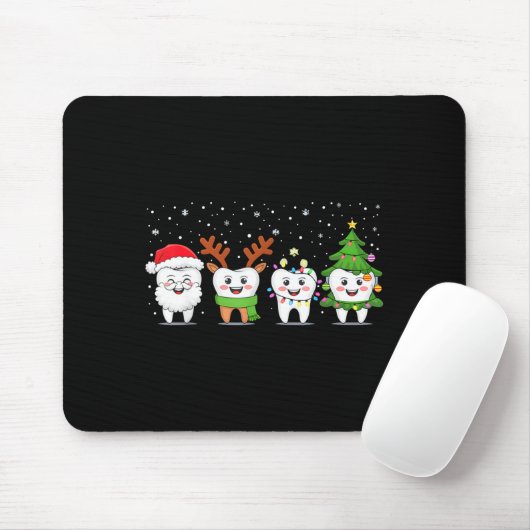 Cute Christmas Dental Tooth Characters Fun Holiday Mousepad (Mit Mouse)