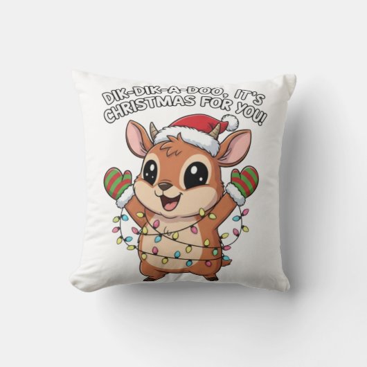 Cute Christmas Dik-Dik – Festive Holiday Lights & Kissen (Vorderseite)