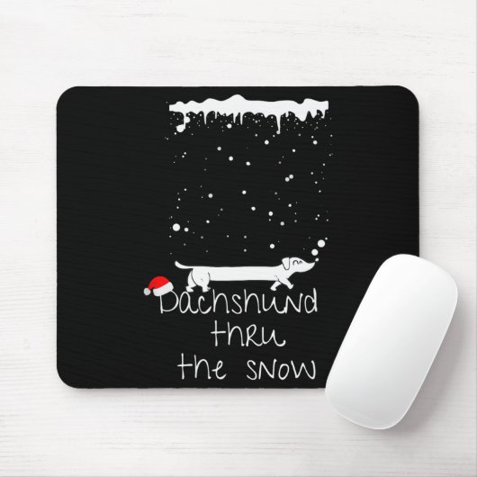 Cute Christmas Dog, Dachshund Thru The Snow Mousepad (Mit Mouse)