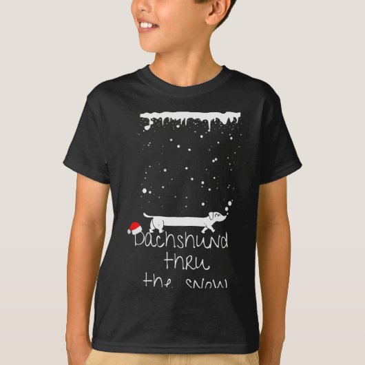 Cute Christmas Dog, Dachshund Thru The Snow T-Shirt (Vorderseite)