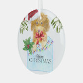 Cute Christmas Dog Ornament Aus Glas (Vorderseite links)