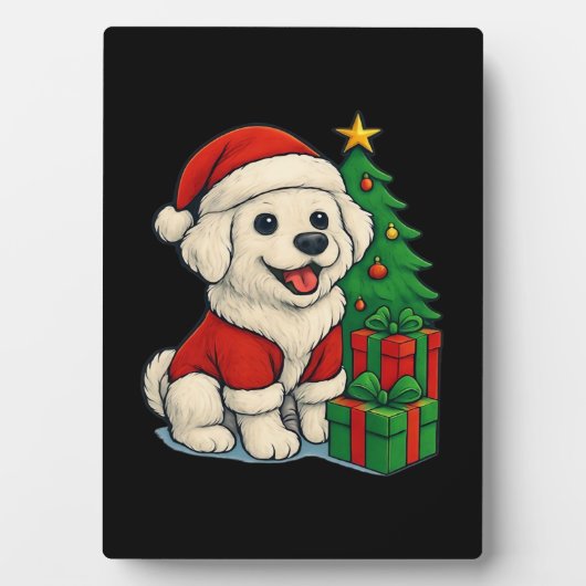 Cute Christmas Dog, Santa Hat Dog, With Christmas Fotoplatte (Vorderseite)