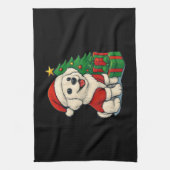 Cute Christmas Dog, Santa Hat Dog, With Christmas  Geschirrtuch (Vertikal)