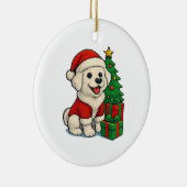 Cute Christmas Dog, Santa Hat Dog, With Christmas Keramik Ornament (Rechts)
