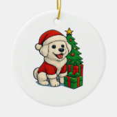 Cute Christmas Dog, Santa Hat Dog, With Christmas Keramik Ornament (Vorne)