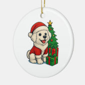 Cute Christmas Dog, Santa Hat Dog, With Christmas Keramik Ornament (Links)