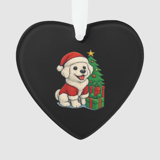 Cute Christmas Dog, Santa Hat Dog, With Christmas Ornament (Vorderseite)