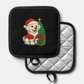 Cute Christmas Dog, Santa Hat Dog, With Christmas Topflappen (Vorderseite/Rückseite)