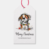 Cute Christmas Dog Sketch Illustration Geschenkanhänger (Vorderseite)