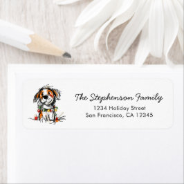 Cute Christmas Dog Sketch Return Address