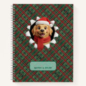 Cute Christmas Dog Tartan Break Through Notizblock (Vorderseite)