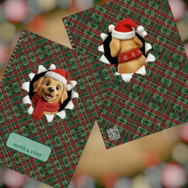 Cute Christmas Dog Tartan Break Through Notizblock