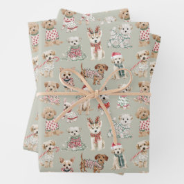 Cute Christmas Dogs Geschenkpapier Set
