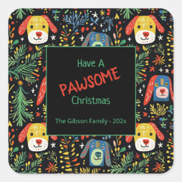 Cute Christmas Dogs Quadratischer Aufkleber