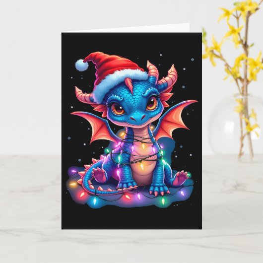 Cute Christmas Dragon Karte (Gelbe Blume)