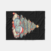 Cute Christmas Dragon Sleeng Under Tree Books Love Fleecedecke (Vorderseite (Horizontal))