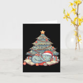 Cute Christmas Dragon Sleeng Under Tree Books Love Karte (Gelbe Blume)