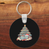 Cute Christmas Dragon Sleeng Under Tree Books Love Schlüsselanhänger (Vorderseite)